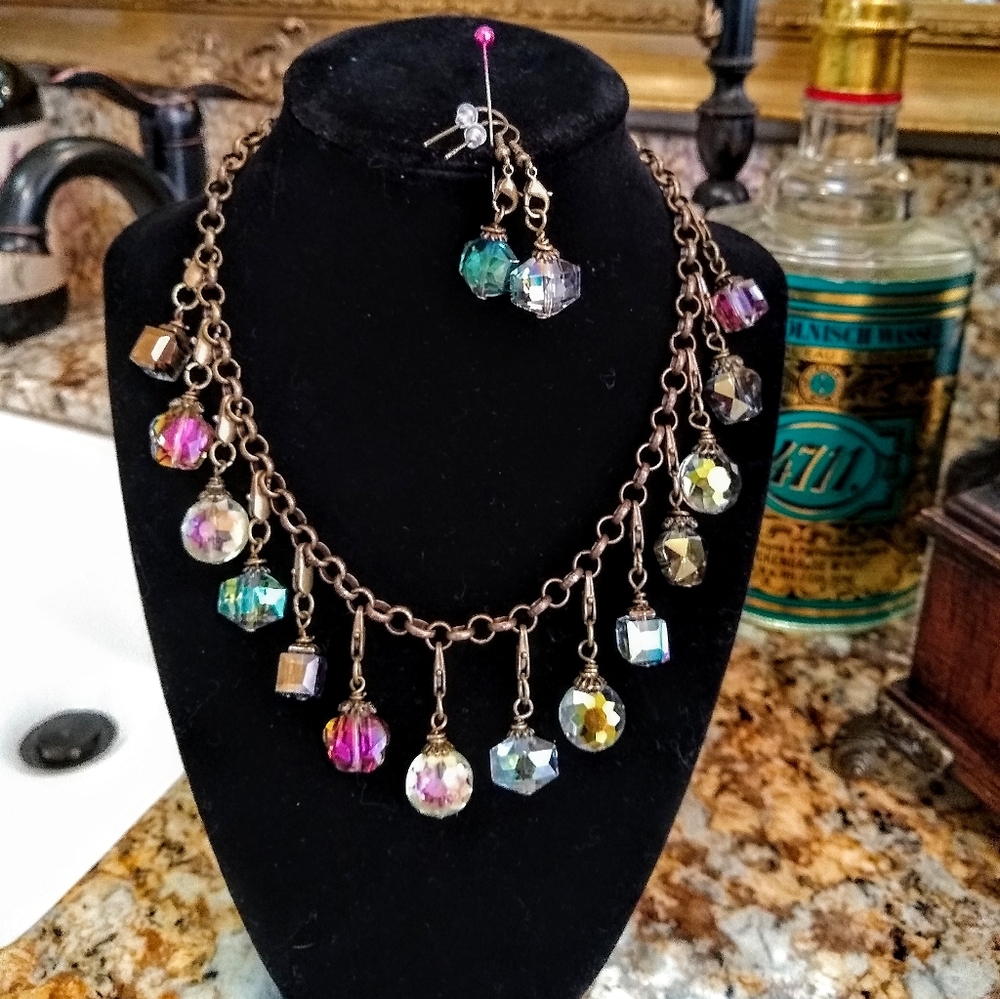 💎✨💍 Crystal necklace and earrings, artisan